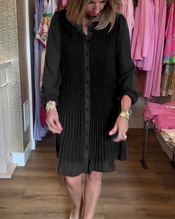 Kvinnors solid patchwork-veckad klänning