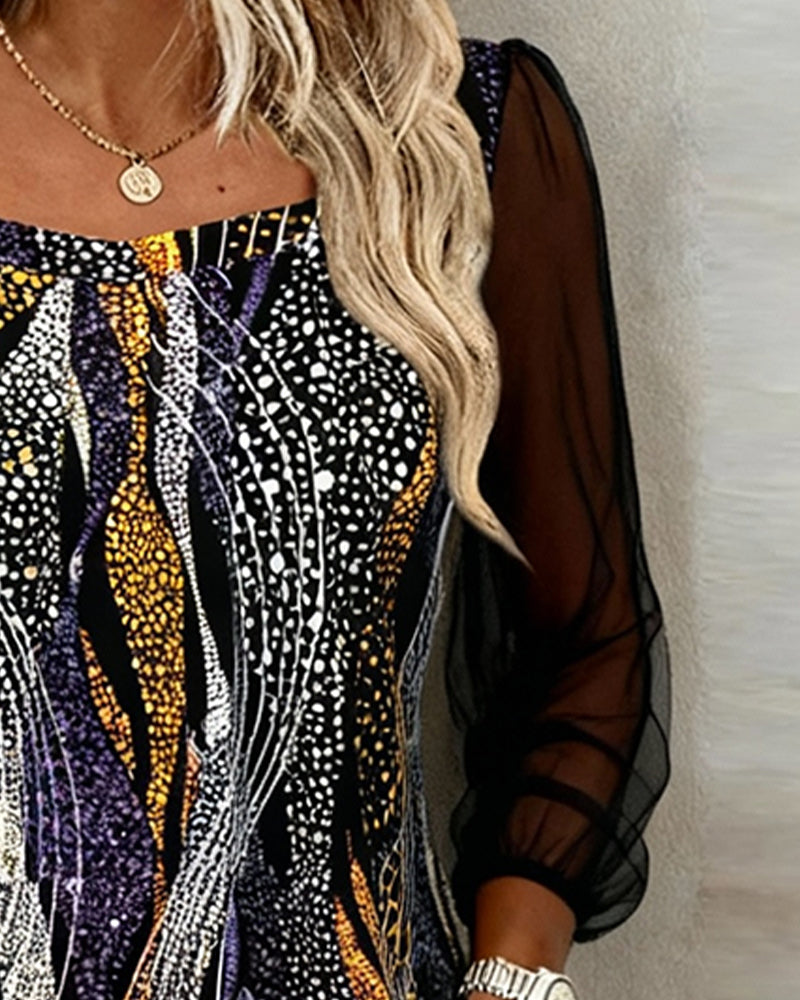 Modig Långärmad Tryckt Topp