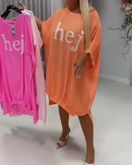 Klänningar Rundhals Fladdermus Asymmetrisk Bokstav