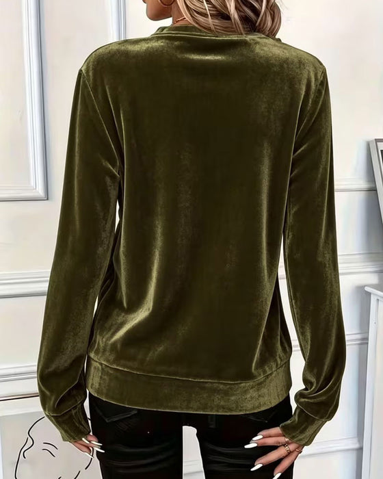 Topp Sammet Halv Dragkedja Elegant