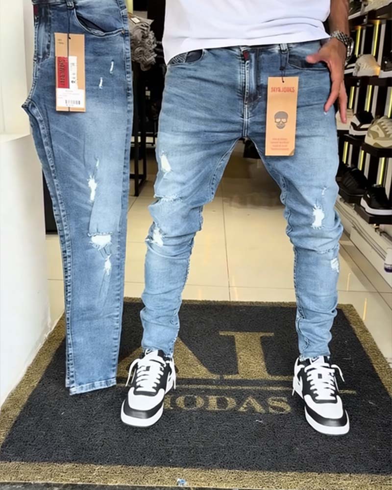 Jeans Nedslitna Slim-Fit Avsmalnande