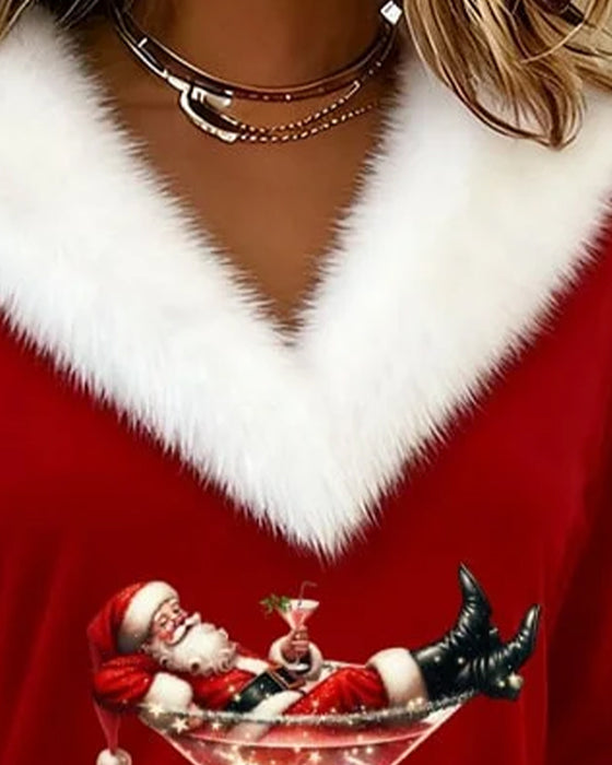 Top Plysch Jultryck Långärmad