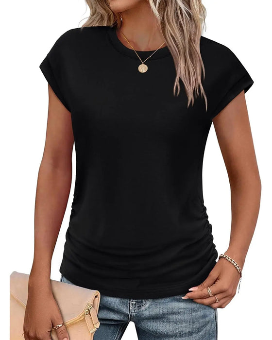 T-Shirt Sida Rynkning Kort Ärm