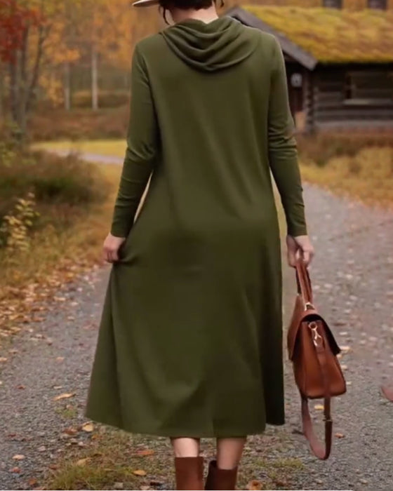 Klänning avslappnad enkel enfärgad ficka