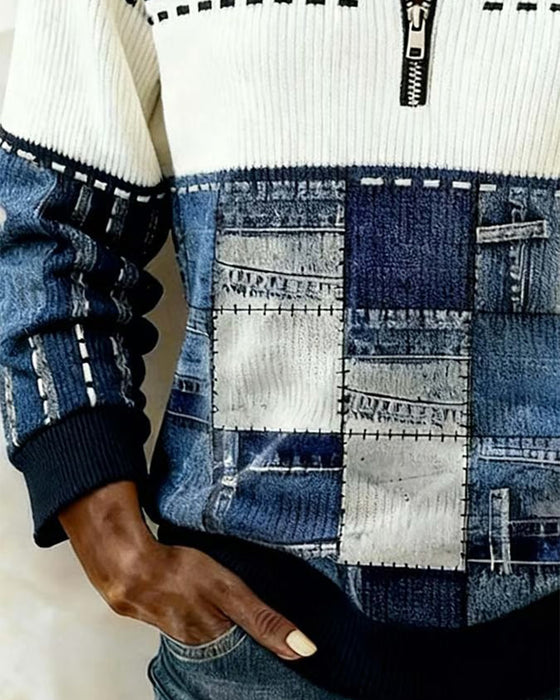 Retro Sweatshirt Med Halvblås