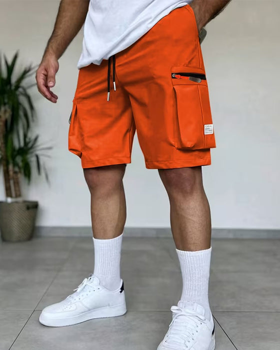 Herr Byxa Enfärgad Loose Fit Kort Cargo