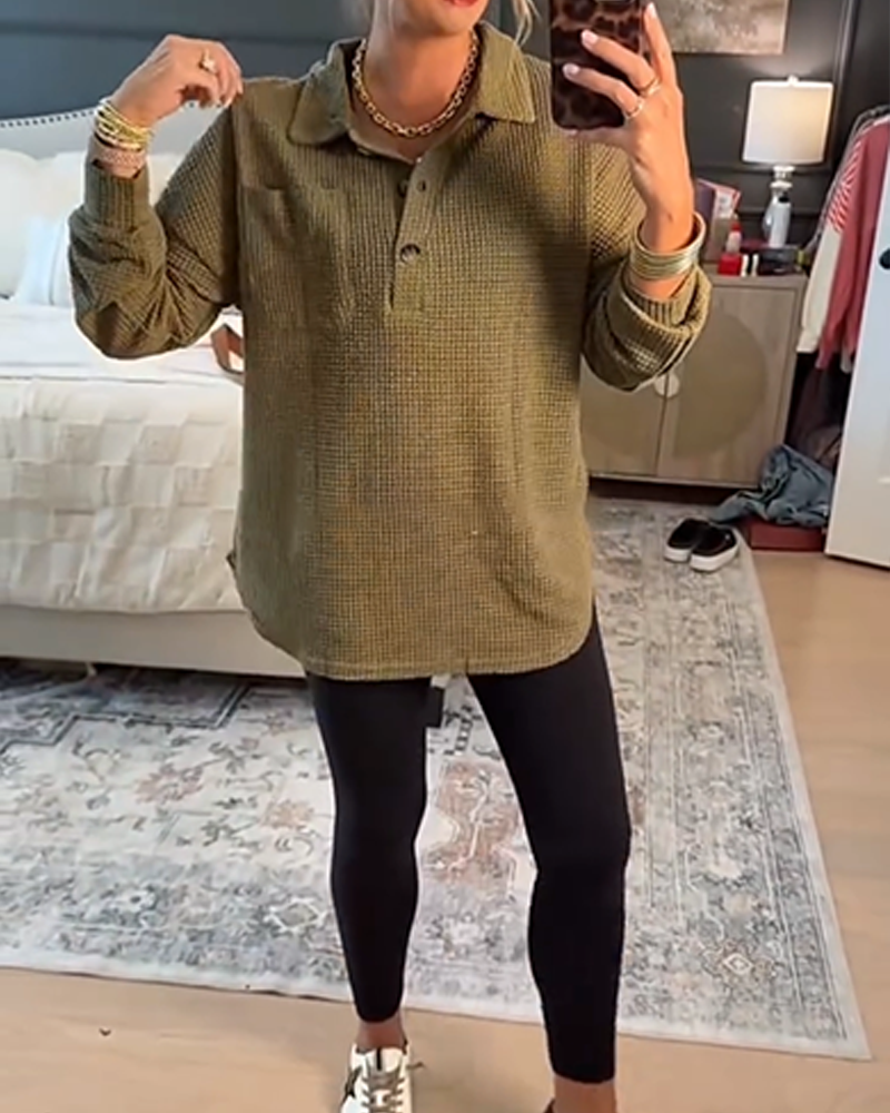 Luvtröja Polokrage Enfärgad