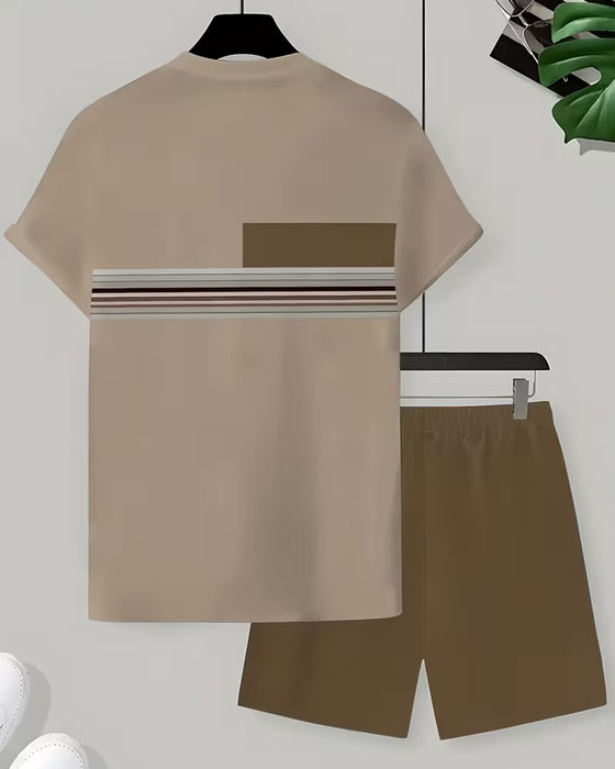 Set Randig Casual Kort Ärm