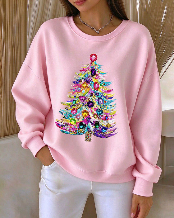 Topp Rundhalsad Pullover Jul Träd