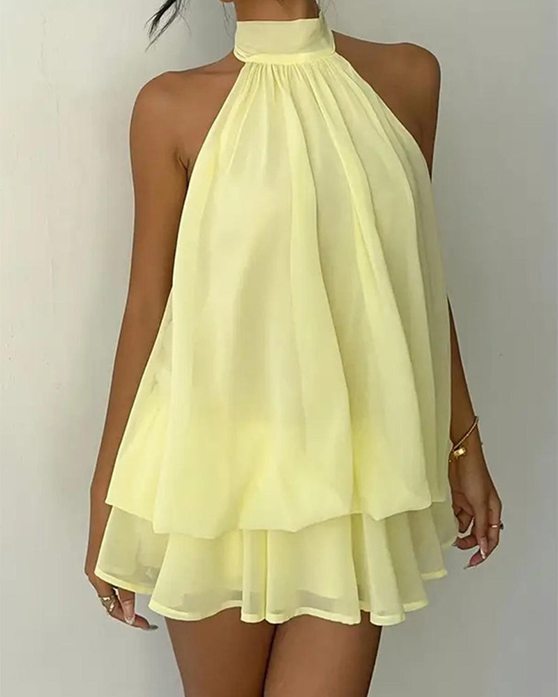 Klänning Halsrem Chiffong Mini