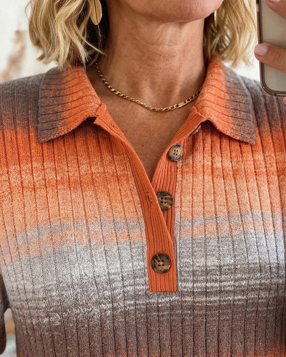 Blus Ombre Ribbad Lång Ärm