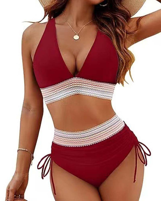 Semester Bikini V-Hals Med Snörning