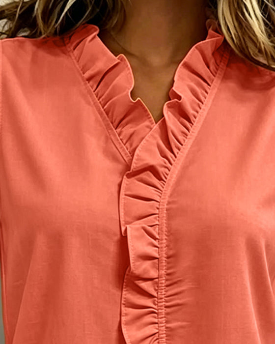 Tank Top Ruffle Ärmlös