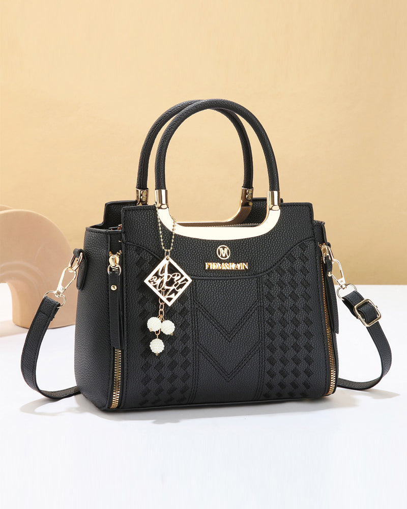 Väska Kvinna'S V-Stygn Topphandtag Satchel