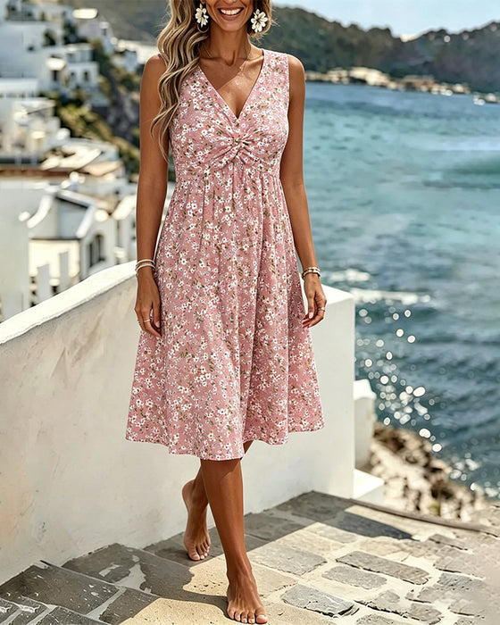 Klädning Casual Blommig Ärmlös