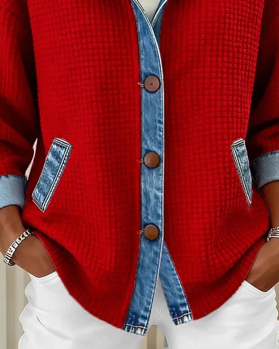 Kappa Huvförsedd Knapp Denim Patchwork