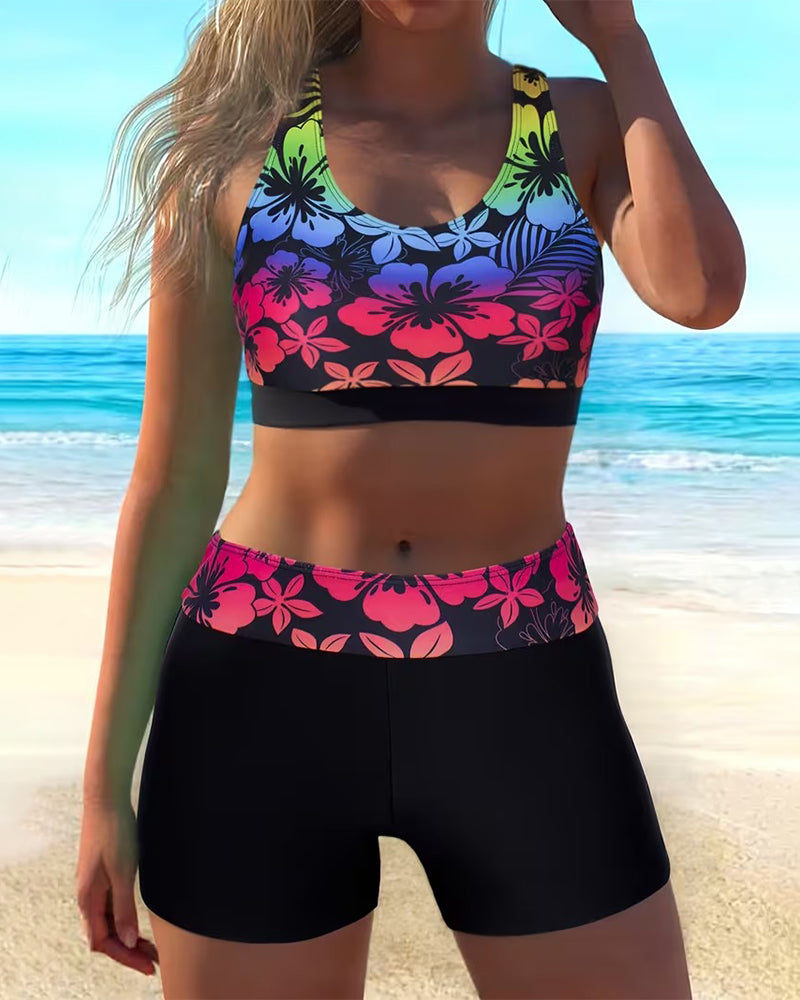 Bikini Sportig Pojkben Tryckt