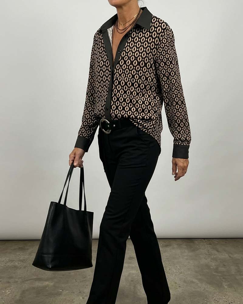 Skjorta Geometrisk Färgblockerad Lappverk