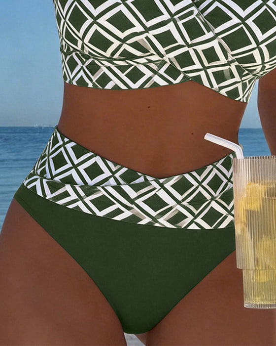 Tvådelad Baddräkt I Bramodell Med Diamantmönster