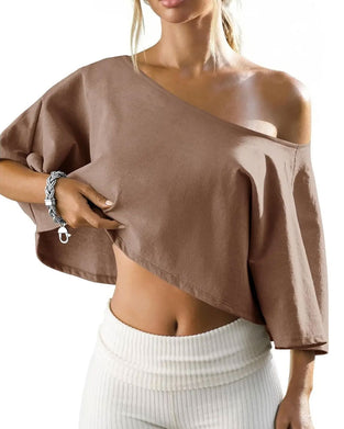 T-Tröja Enaxel Croppad Cold Shoulder