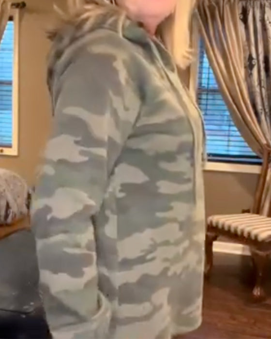 Hoodie Kamouflage Dragsko Löst Tröja