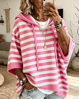 Sweater Rand Huva Löss Tretrekvart Ärm