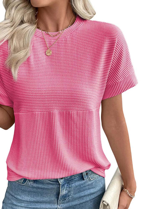 T-Shirt Randig Kort Ärm Rund Hals