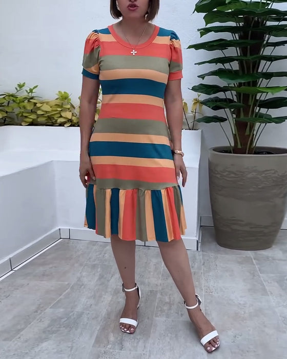 Klänning avslappnad kortärmad randig