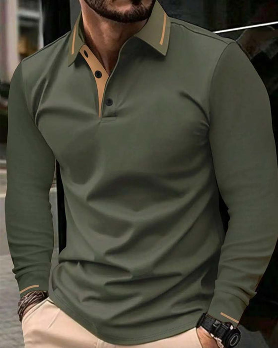 T-Shirt V-Hals Räfflad Solid Färg Herr