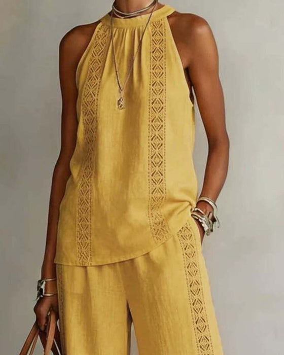 Tvådelad Set Hollow Out Halter