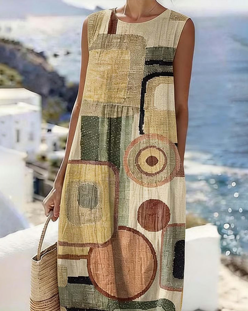 Klänning Geometriskt Print Ärmlös