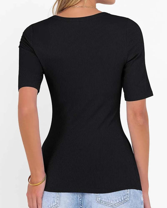 T-Shirt Slim Fit U-Hals Halvärm