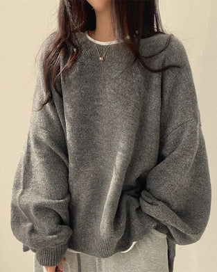 Pullover Rundhalsad Sida Slits