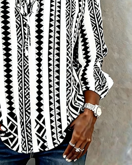 Blus Bärlös Snörning Tryck