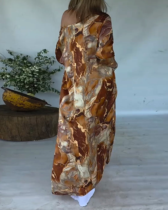 Blus Trendig Slits Tryckt