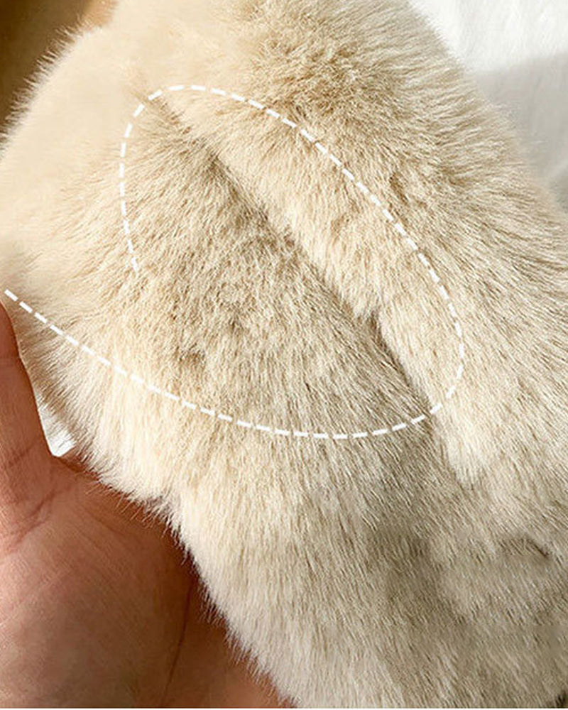 Modern Stickad Päls Halsduk Med Patchwork