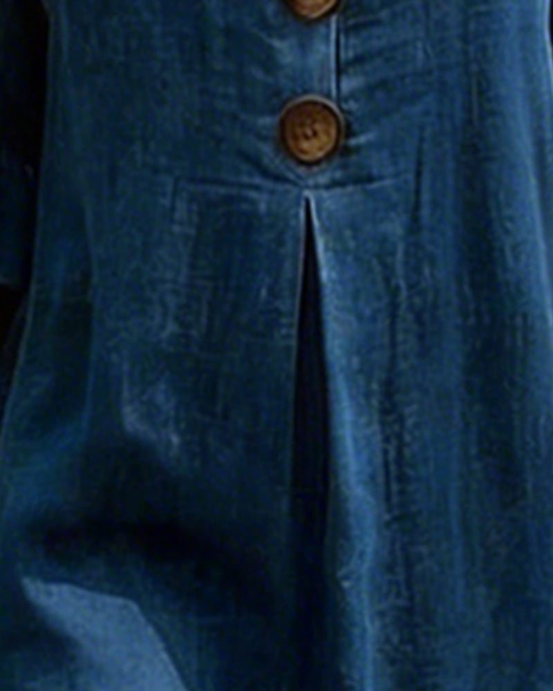 Klänning Fyrkantig Hals Denim
