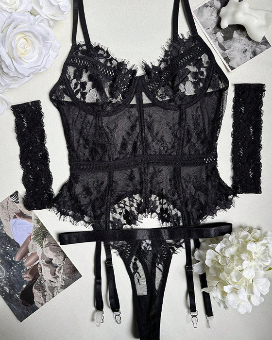 Lingerie Enfärgad Genomskinlig Ett Stycke