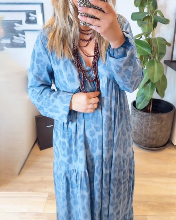 Klänning V-Ringad Leopardtryck Mode Maxi