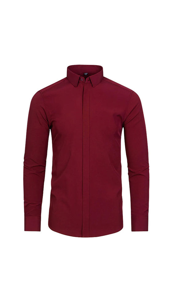 Herrlångärmad Skjorta I Enfärgad Färg