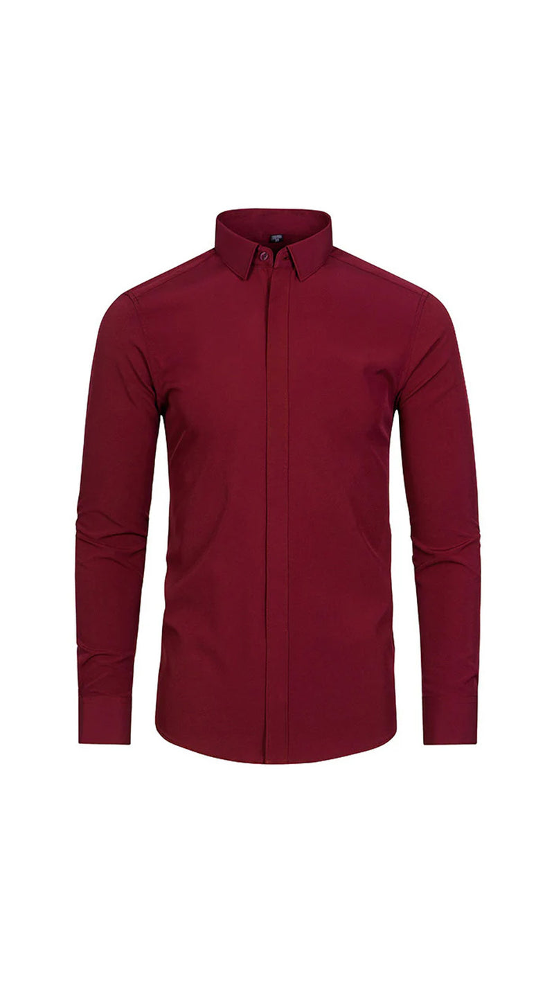 Herrlångärmad Skjorta I Enfärgad Färg