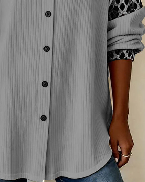 Skjorta Slag Knäppning Leopardmönster