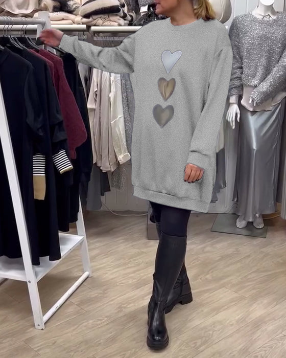 Klänning Shift Hjärt Mönster Casual