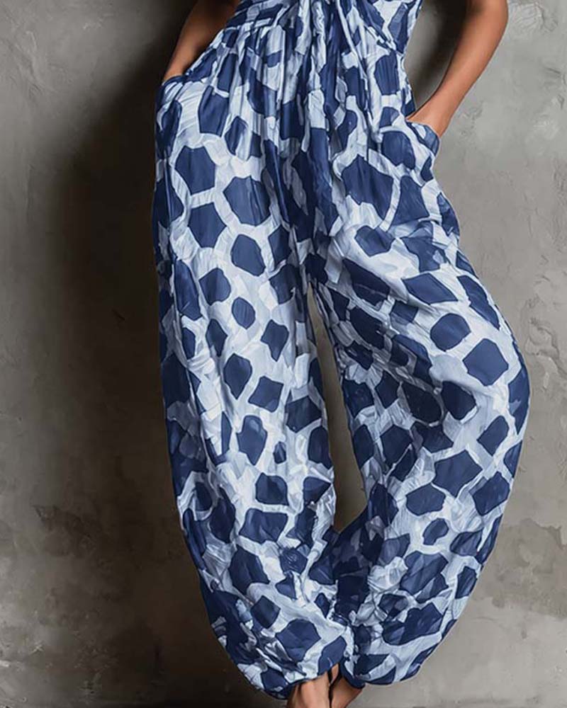 Jumpsuit Leopardmönster Hängslor Bredbent