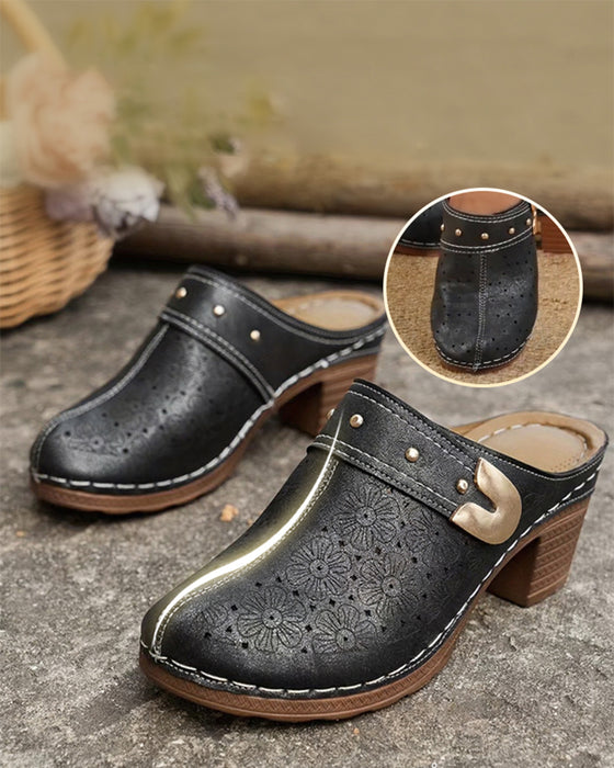 Sandaler Täckt Tå Kraftig Klack Slip-On