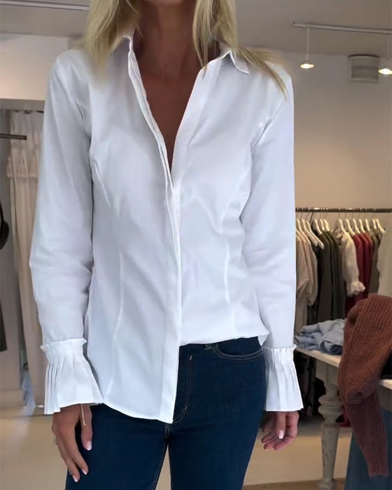 Skjorta Flare Ärm Casual Slag