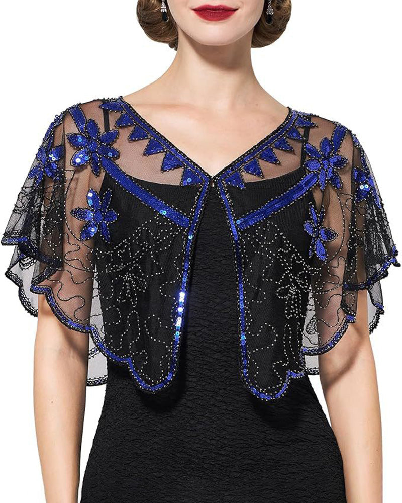 Sjal Vintage Spets med Pärlor