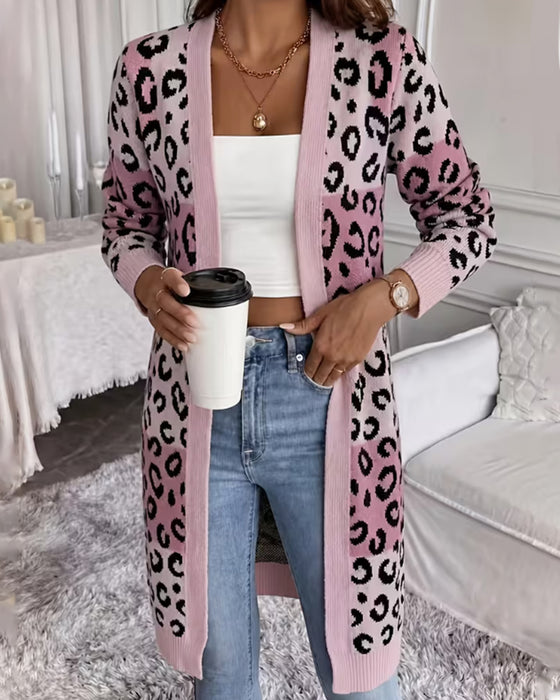 Kardigan Leopardtryck Långärmad