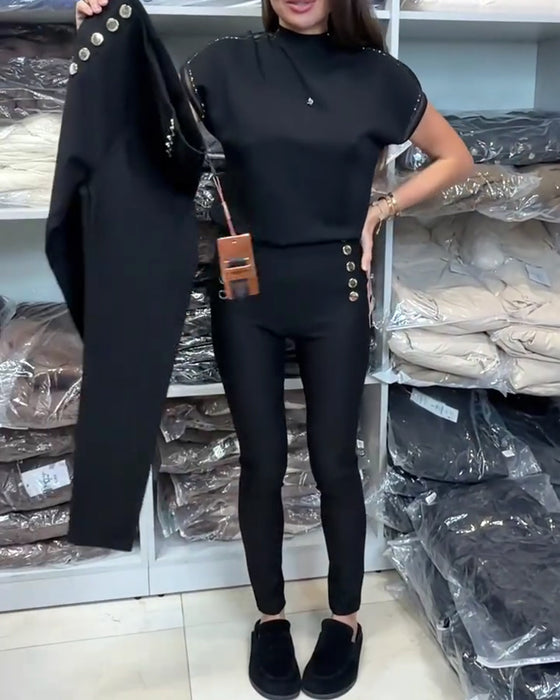 Stilfulla Byxor Med Knappgylf Och Stretch