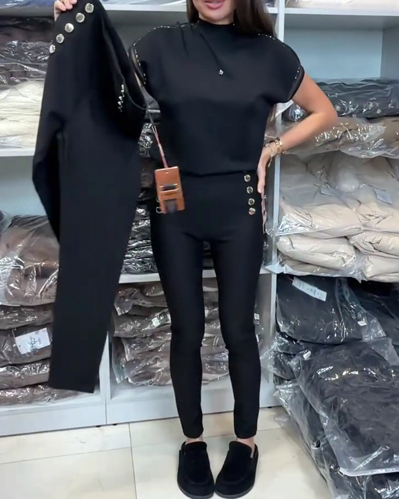 Stilfulla Byxor Med Knappgylf Och Stretch